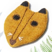 聖誕交換禮物 羊毛氈杯墊 萌動物吸水杯墊-動物園刺繡狐狸 毛孩子