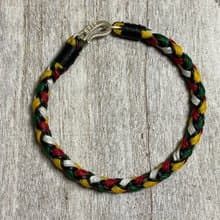 個性版本 五色編織蠟線手鍊 綠紅黃白黑