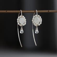 SV935(Argentium)- rainbow moon stone classic pierced earrings