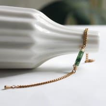 青磚廊柱 黃銅手鍊 水草瑪瑙 日本珠 禮物