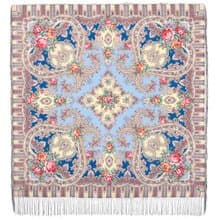 Pavlovo Posad Russian Shawl 100% Wool Scarf 125x125 cm Wrap Silk Fringe 1782-63