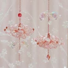 淡色彼岸花 蝴蝶結x南瓜珠 不對稱療癒系耳環 耳骨夾 耳針/耳夾