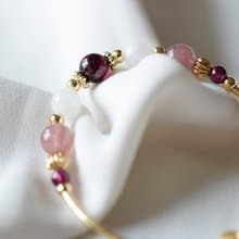 烈愛。石榴石 草莓晶 紫烏牙 14K包金 水晶/天然石 手鍊手鐲