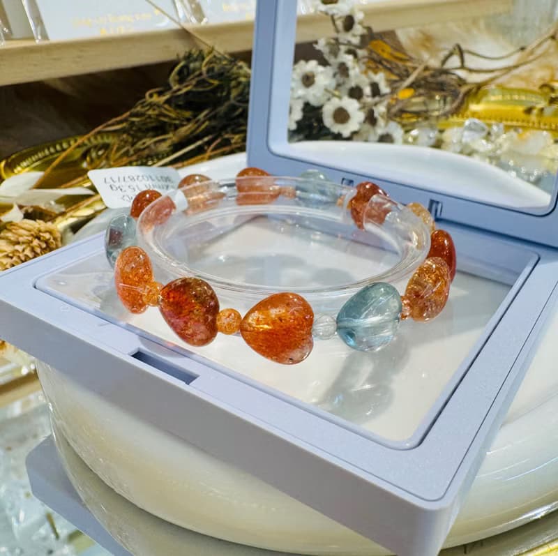 收藏小精品愛心阿魯沙12mm15.3g水晶金太陽綠柱石化太歲正面能量