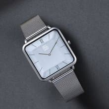 THIN 5011 時尚極簡晶礦方錶 - 銀