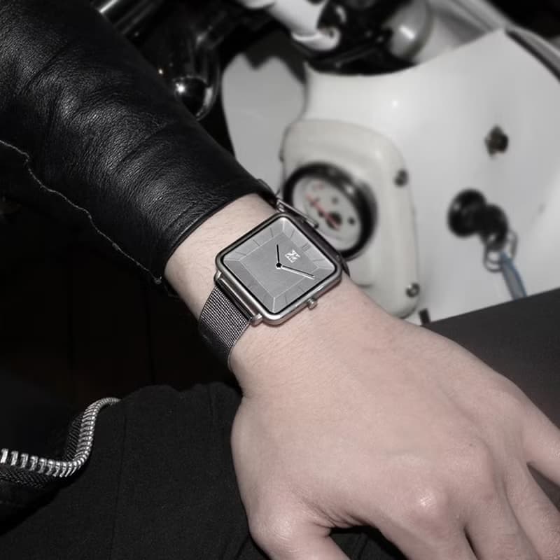 THIN 5011 時尚極簡晶礦方錶 - 銀