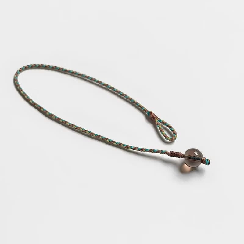 茶晶四股編超細蠟線編織手環(咖+藍綠+橄欖綠)