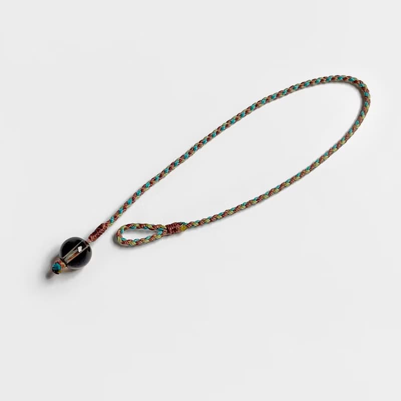 茶晶四股編超細蠟線編織手環(咖+藍綠+橄欖綠)