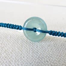 本命年【歲歲平安】冰藍水雪花棉翡翠絲光編織手鍊SW46招財開運