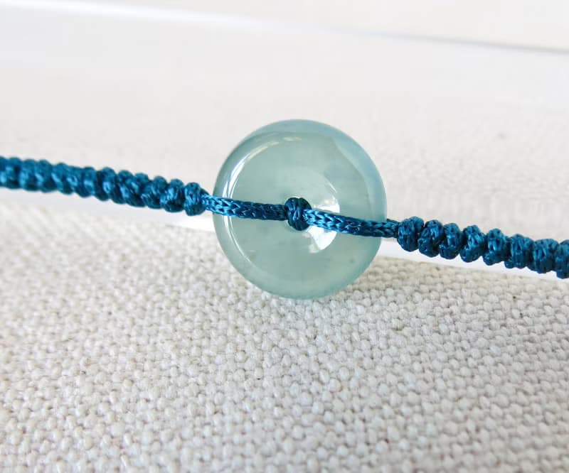 本命年【歲歲平安】冰藍水雪花棉翡翠絲光編織手鍊SW46招財開運