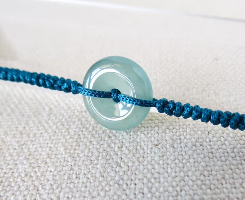 本命年【歲歲平安】冰藍水雪花棉翡翠絲光編織手鍊SW46招財開運