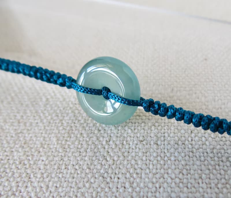 本命年【歲歲平安】冰藍水雪花棉翡翠絲光編織手鍊SW46招財開運