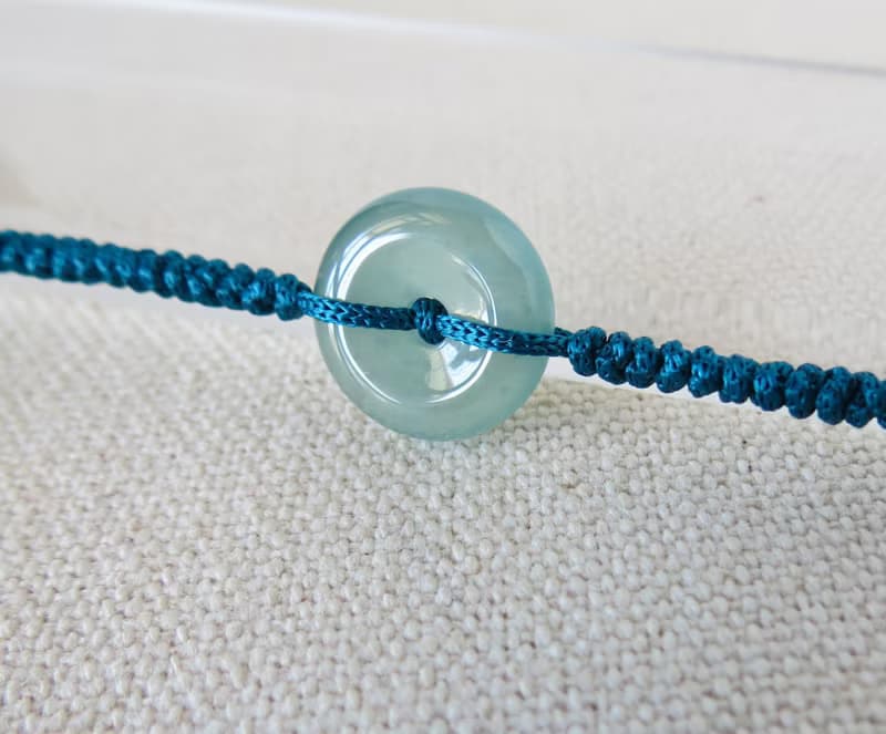 本命年【歲歲平安】冰藍水雪花棉翡翠絲光編織手鍊SW46招財開運