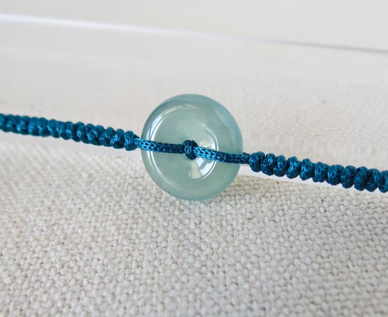 本命年【歲歲平安】冰藍水雪花棉翡翠絲光編織手鍊SW46招財開運