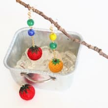 tachibanaya earrings TEMARI de トマト ミカン アシンメトリー Fruits Vegetables Red Orange 耳環
