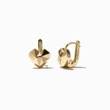 Korean Celebrity Worn Unique Heart One Touch Earrings 14k