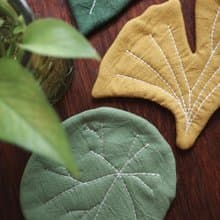 觀葉植物杯墊3件組 手縫刺繡 新手ok【1人成團】文化幣