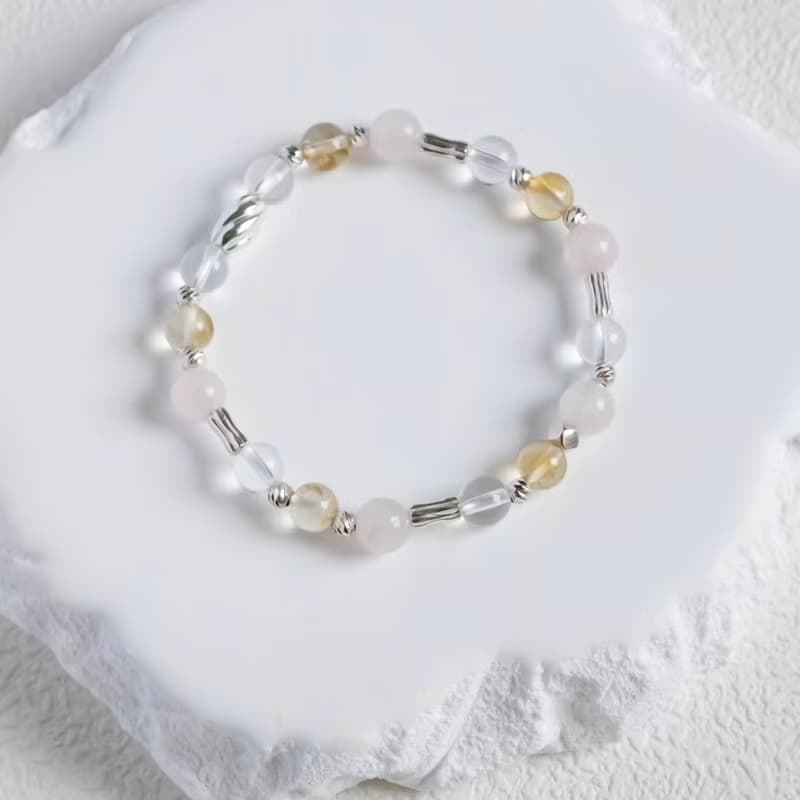 生命靈數8號 925純銀水晶手鍊 黃水晶 粉晶 白水晶