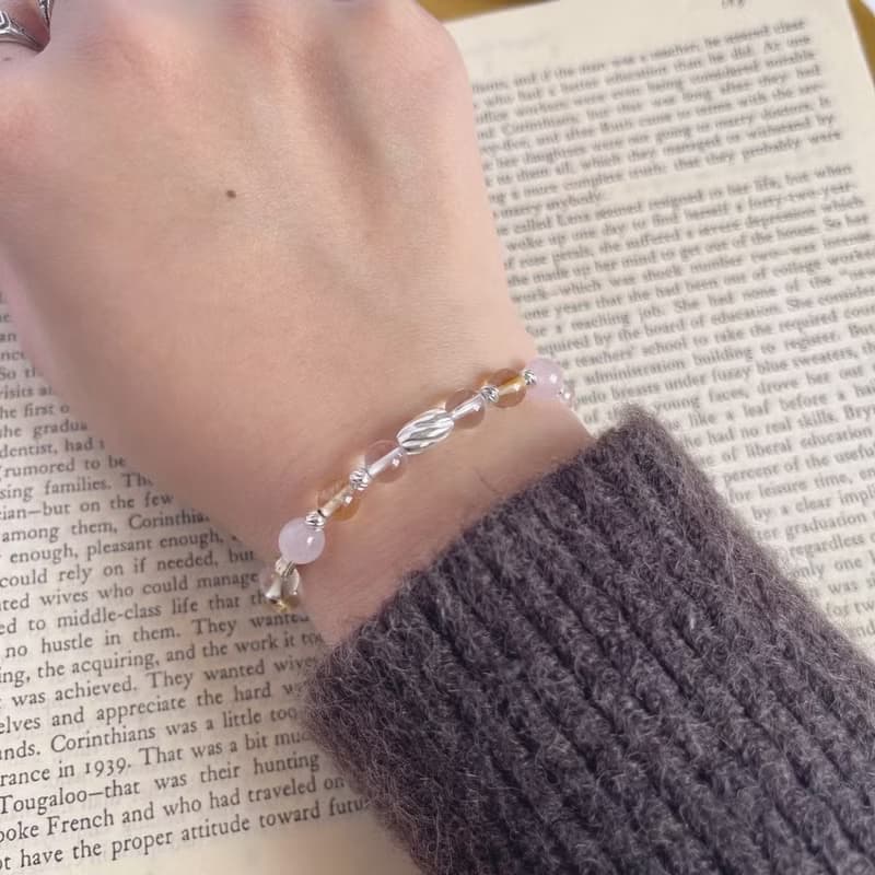 生命靈數8號 925純銀水晶手鍊 黃水晶 粉晶 白水晶