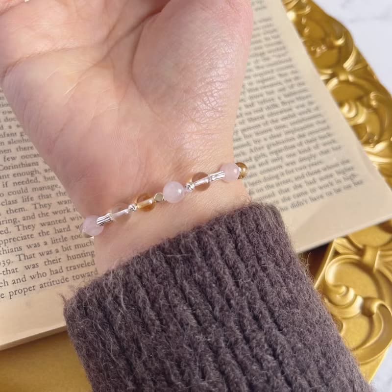 生命靈數8號 925純銀水晶手鍊 黃水晶 粉晶 白水晶