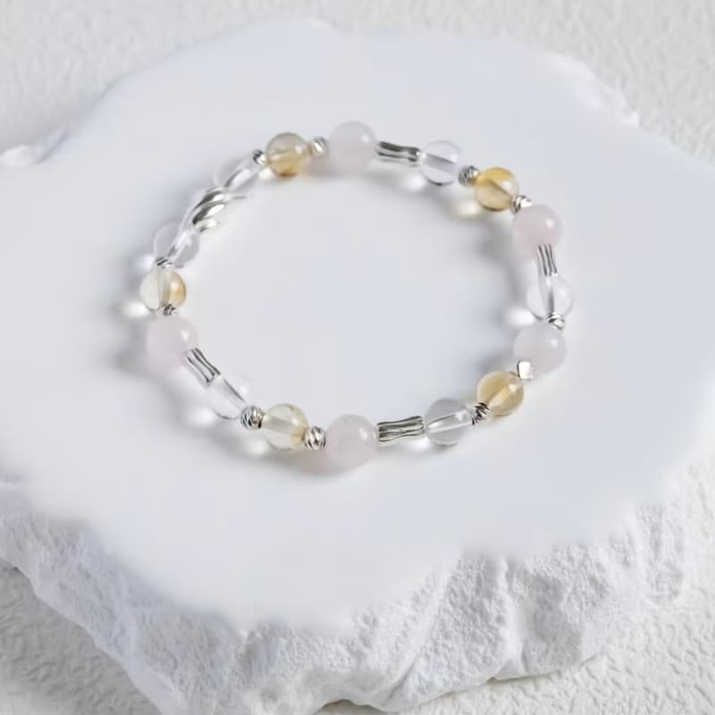 生命靈數8號 925純銀水晶手鍊 黃水晶 粉晶 白水晶