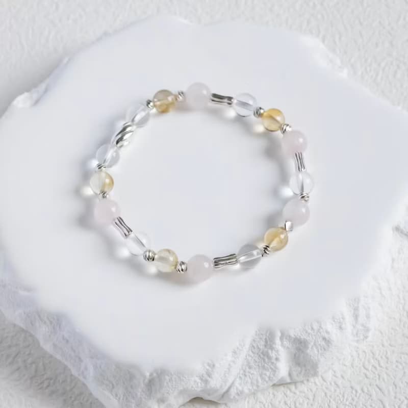 生命靈數8號 925純銀水晶手鍊 黃水晶 粉晶 白水晶