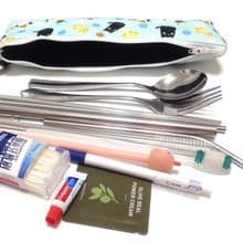 大食怪環保收納袋-可愛貓(藍綠色)