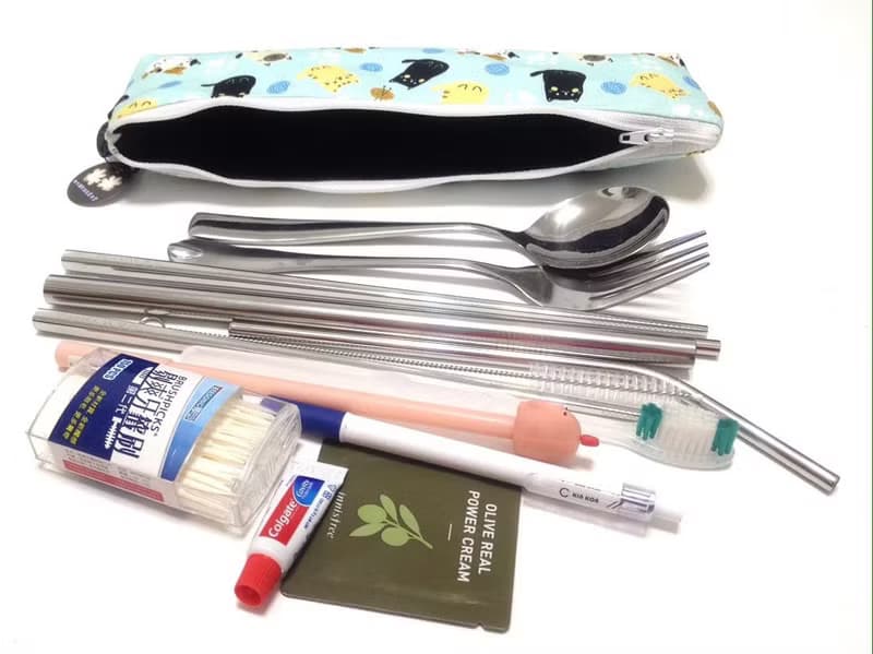 大食怪環保收納袋-可愛貓(藍綠色)