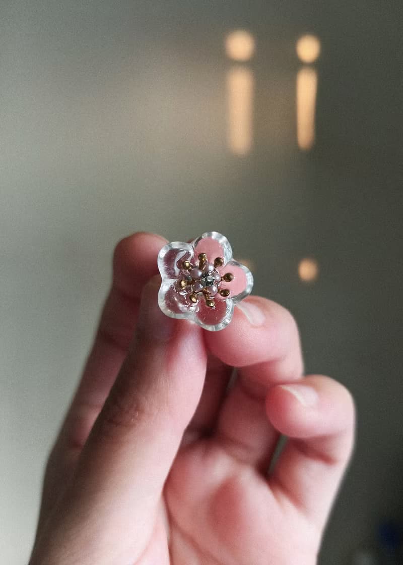 透明冰花耳環  玻璃耳飾
