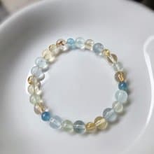 海藍寶 黃水晶 鈦晶 葡萄石 淡藍螢石 水晶手鍊