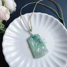 天然緬甸玉 翡翠 綠底飄花 如魚得水 玉質細膩 吊墜  禮物 項鍊