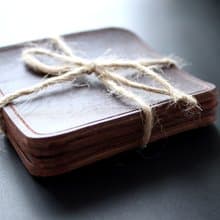 Genuine Leather Coaster Set of 4 Coasters Dark brown Drink Coaster square Saddle