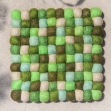 羊毛氈 彩虹 隔熱墊 鍋墊 羊毛氈鍋墊-綠色薄荷水果蛋糕 方形鍋墊