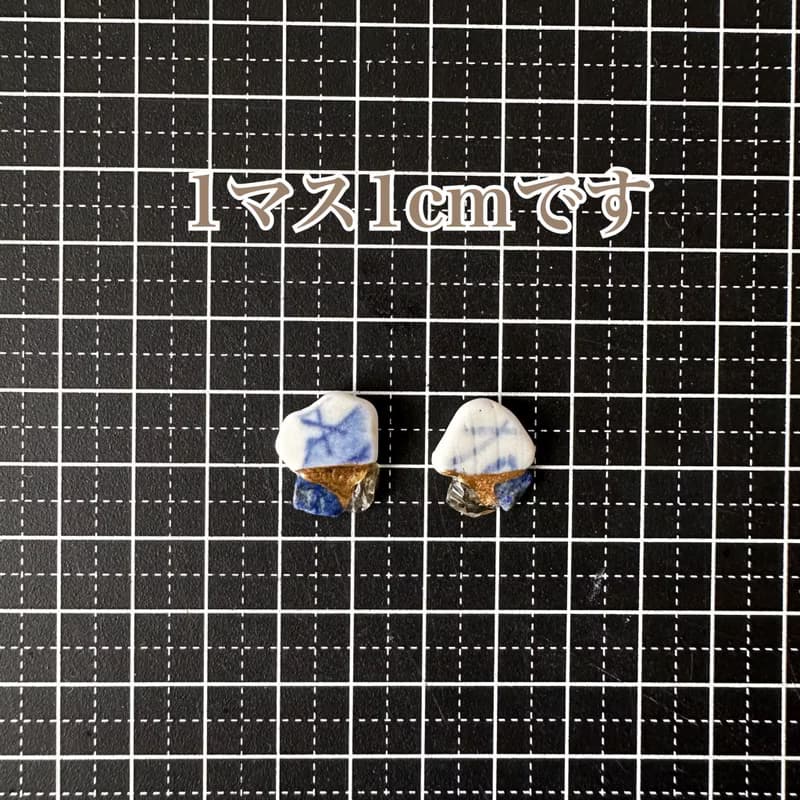 【再販】金継ぎ シー陶器 天然石 さざれ ラピスラズリ シトリン ピアス イヤリング ノンホールピアス ホワイト 白 青 ブルー イエロー 黄色 ゴールド 金