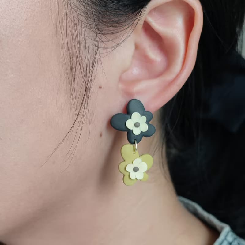bi natural //北歐花花宇宙手工軟陶耳環