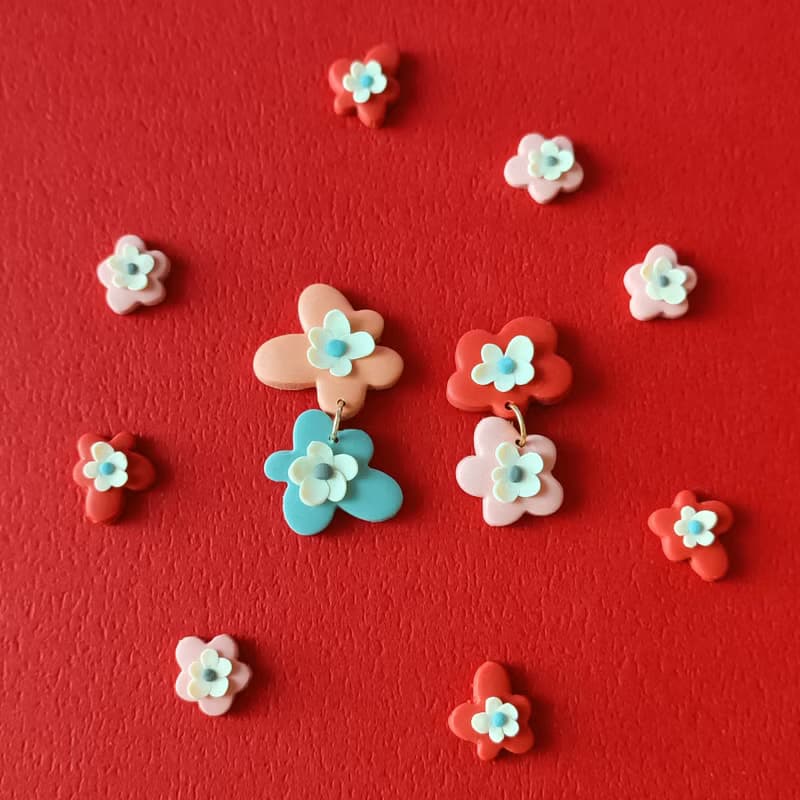 bi natural //北歐花花宇宙手工軟陶耳環