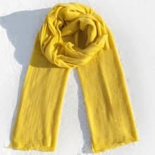 Pashmina 羊絨圍巾 編織圍巾 手工編織 喀什米爾Cashmere/羊絨圍巾/純羊毛圍巾披巾/戒指絨披肩-陽光黃色