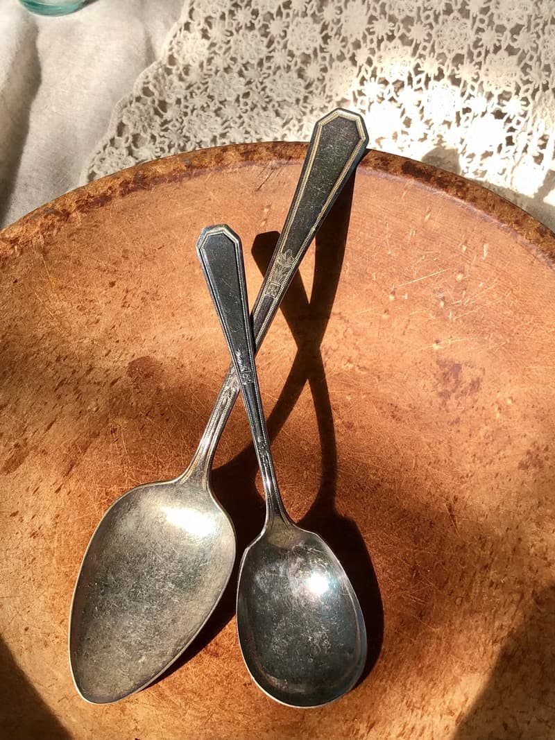 Antique 1923年製美國古董鍍銀湯匙 2件組