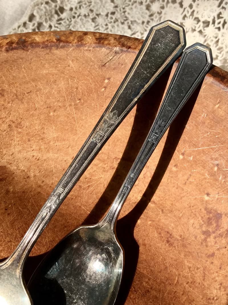 Antique 1923年製美國古董鍍銀湯匙 2件組