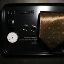 复古金色花纹领带商务型男正装百搭necktie