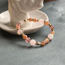 粉晶 草莓晶 橙月光水晶手鍊/ 好人緣 招桃花  正能量 自信心