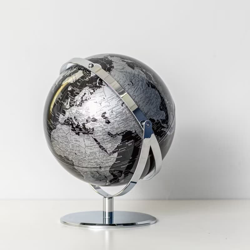 SkyGlobe 10吋精緻黑色360度旋轉地球儀(英文版)-銀色底座