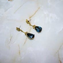 優雅圓舞曲復古耳飾(寶藍)