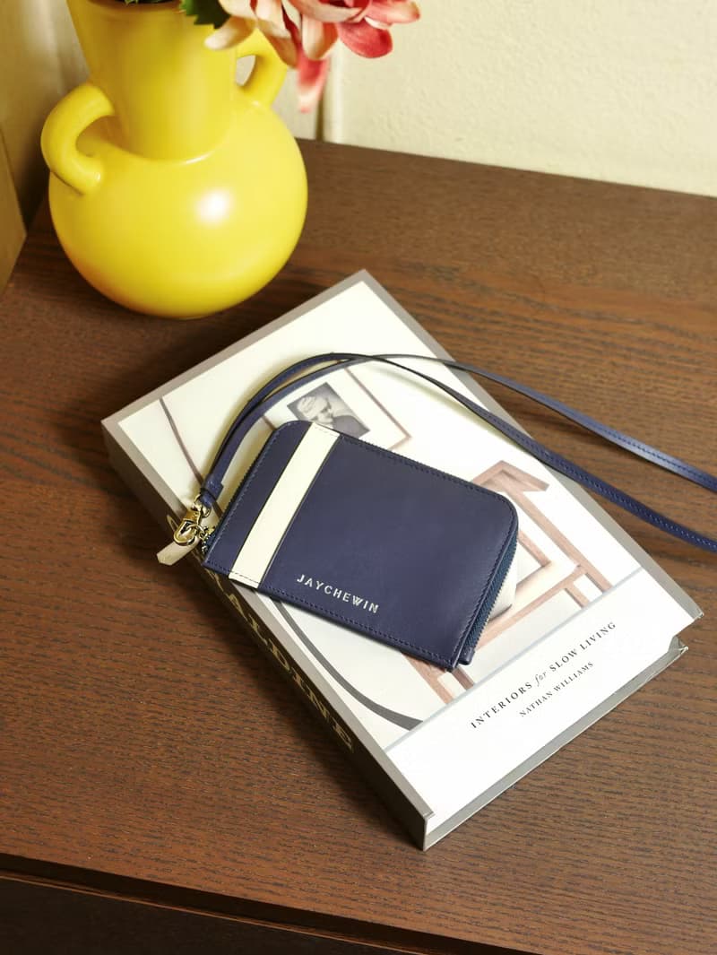 錢包短夾 錢包 Flat Wallet 短皮夾 - Royal Navy 海軍藍+奶油色