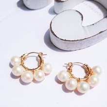 14kgf BIG freshwater pearl bubble pierce/earring 耳針/耳夾