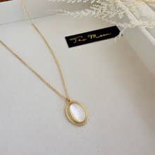 【精緻禮盒】橢圓編織花邊貝殼項鍊 18K注金 海之月 #典雅 復古