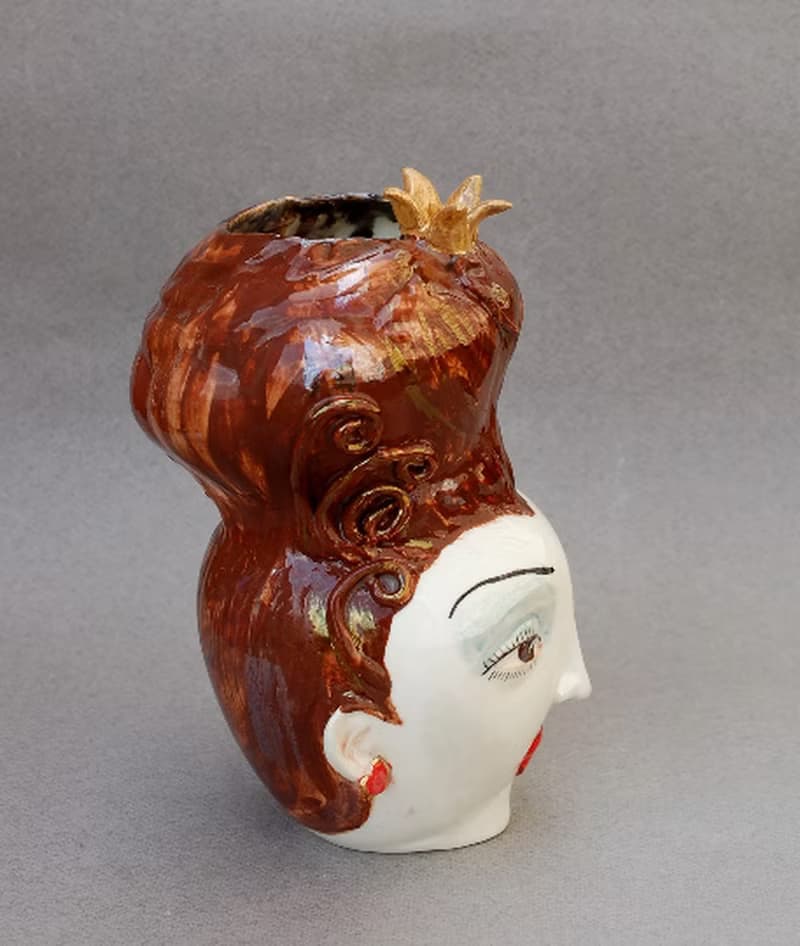 Head Vase Queen Alice in Wonderland Porcelain vase Face Ceramic sculpture head
