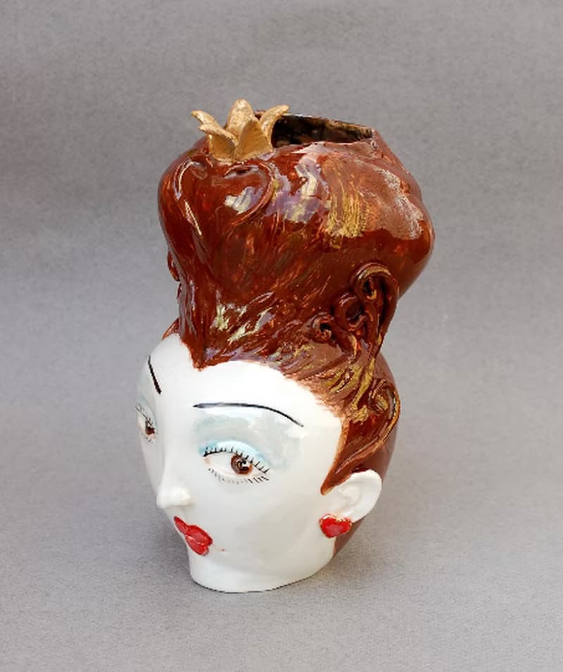Head Vase Queen Alice in Wonderland Porcelain vase Face Ceramic sculpture head
