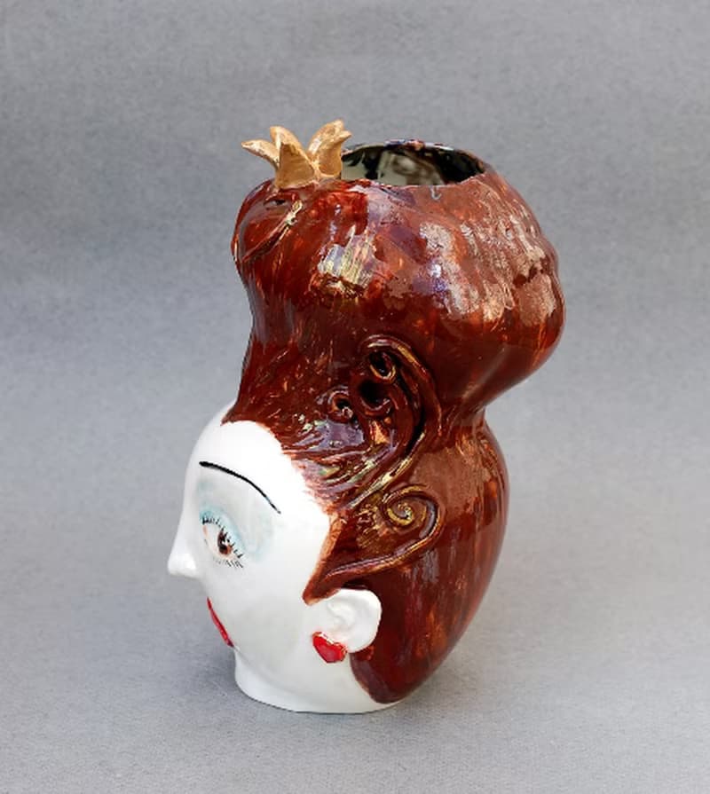 Head Vase Queen Alice in Wonderland Porcelain vase Face Ceramic sculpture head