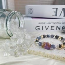 紫幽靈貔貅 開運手鍊 招財水晶 堇青石 藍晶石 黃水晶 黑瑪瑙